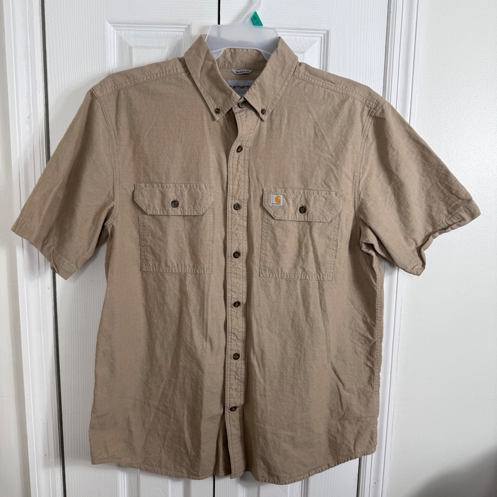 Carhartt Relaxed Fit Shirt Large Tan Khaki Workwear Gorpcore Streetwear Utility